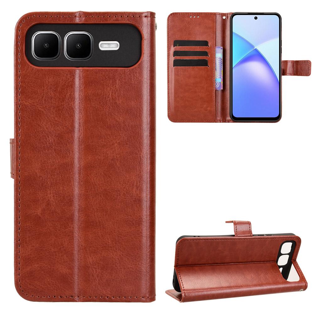 

Для Infinix Smart 10 Plus Чехол из искусственной кожи с ремешком Текстура Crazy Horse Обложка-кошелек для телефона Brown