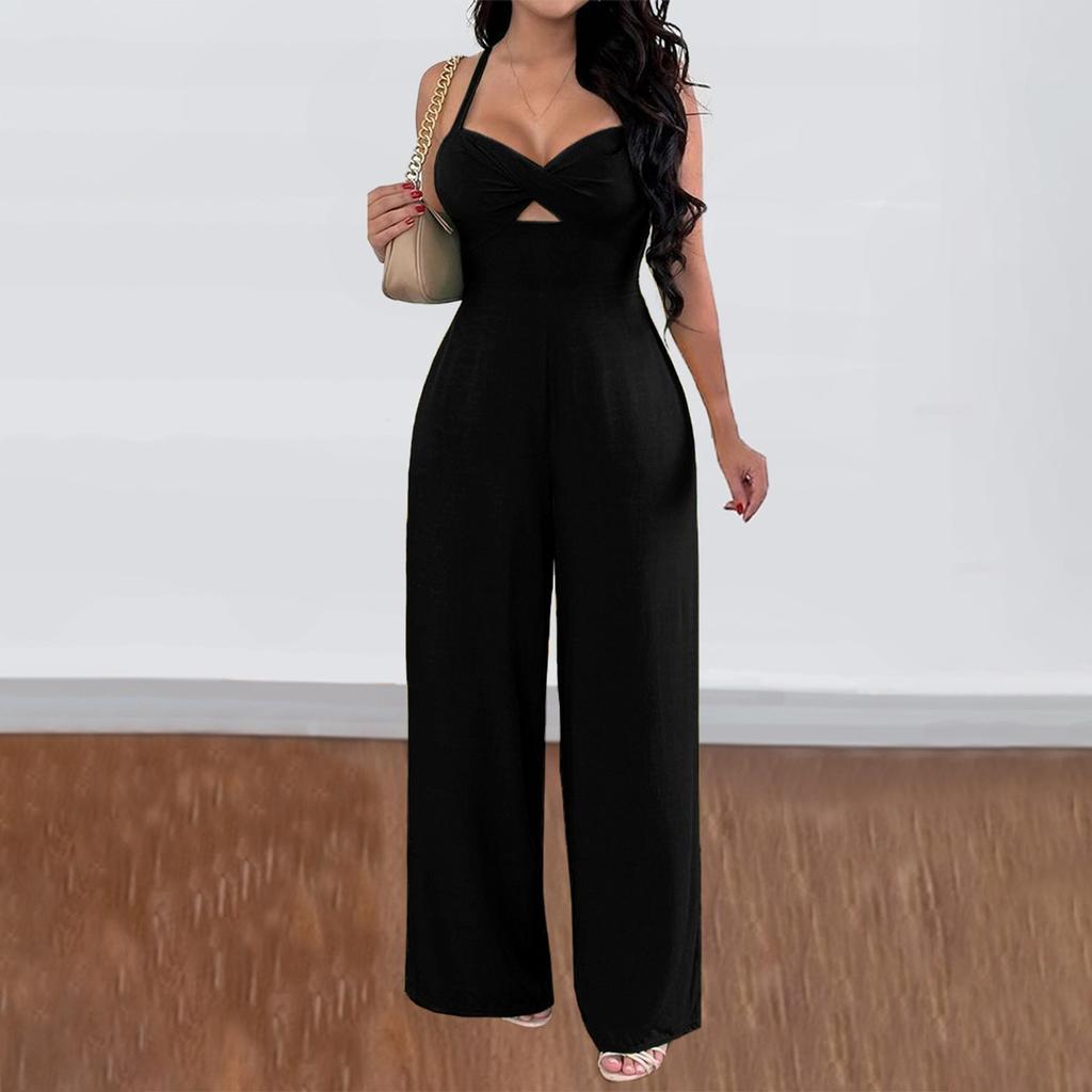 Dámský letní overal, elegantní sexy, bez rukávů, body, ležérní, široké nohavice