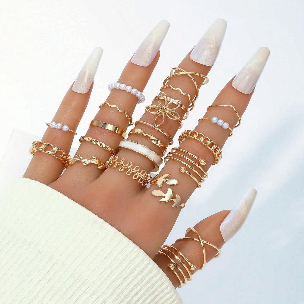 TEMU hot sale new luxury micro-inlaid zircon set ring European and American women's bow set ring set