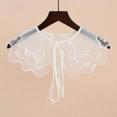Women Sweet Lace Fake Collar Shawl Wrap Necklace Embroidery Shirt Detachable Collars Removable Sweater Doll False Collar