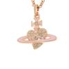 Reverse Heart Saturn Design Necklace Unisex Necklace Rose-Gold Pink 6302039O02G433