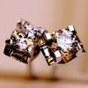 Square Four-Prong Zirconia Crystal Stud Earrings - Fashionable Jewelry for Women
