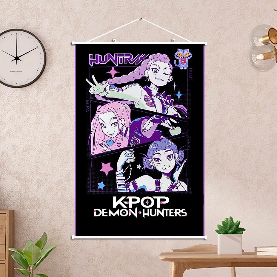 Hunter Girls K-Pop Demon Hunters Hanging Scroll (60x90 CM) Wall Art
