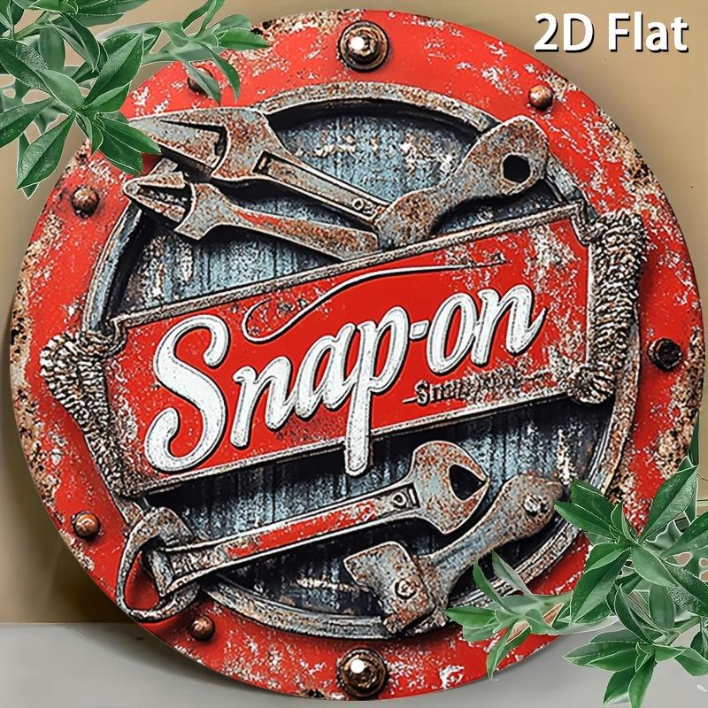 Hisun Tin Sign Vintage Snapon Tools Retro Metal Tin Painting Rustic Distressed D Effect Wrench Pliers Round Wall Art Decor Classic Mechanic