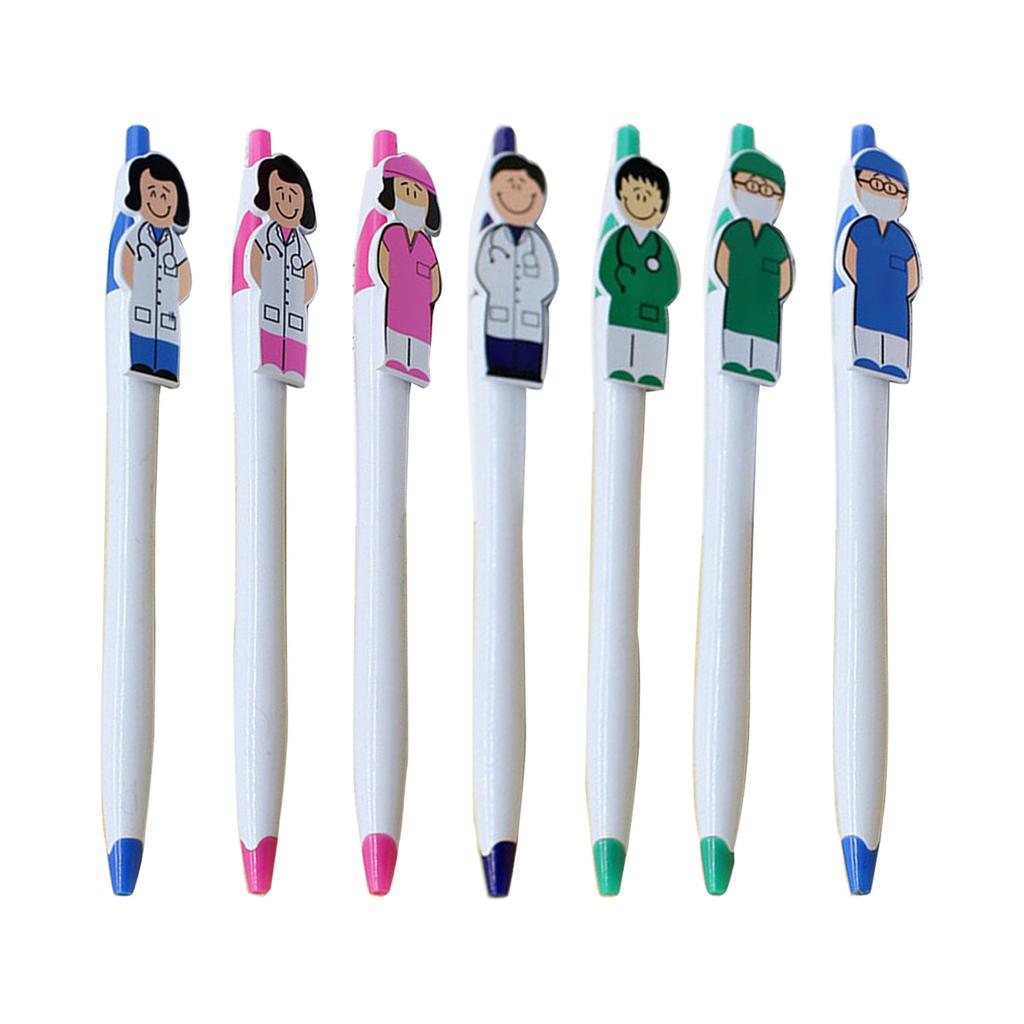 7Pcs Retractable Ballpoint Pen Doctor Nurse Ballpoint Pen Write Smoothly Novelty Writing Pens for Hospital School Office