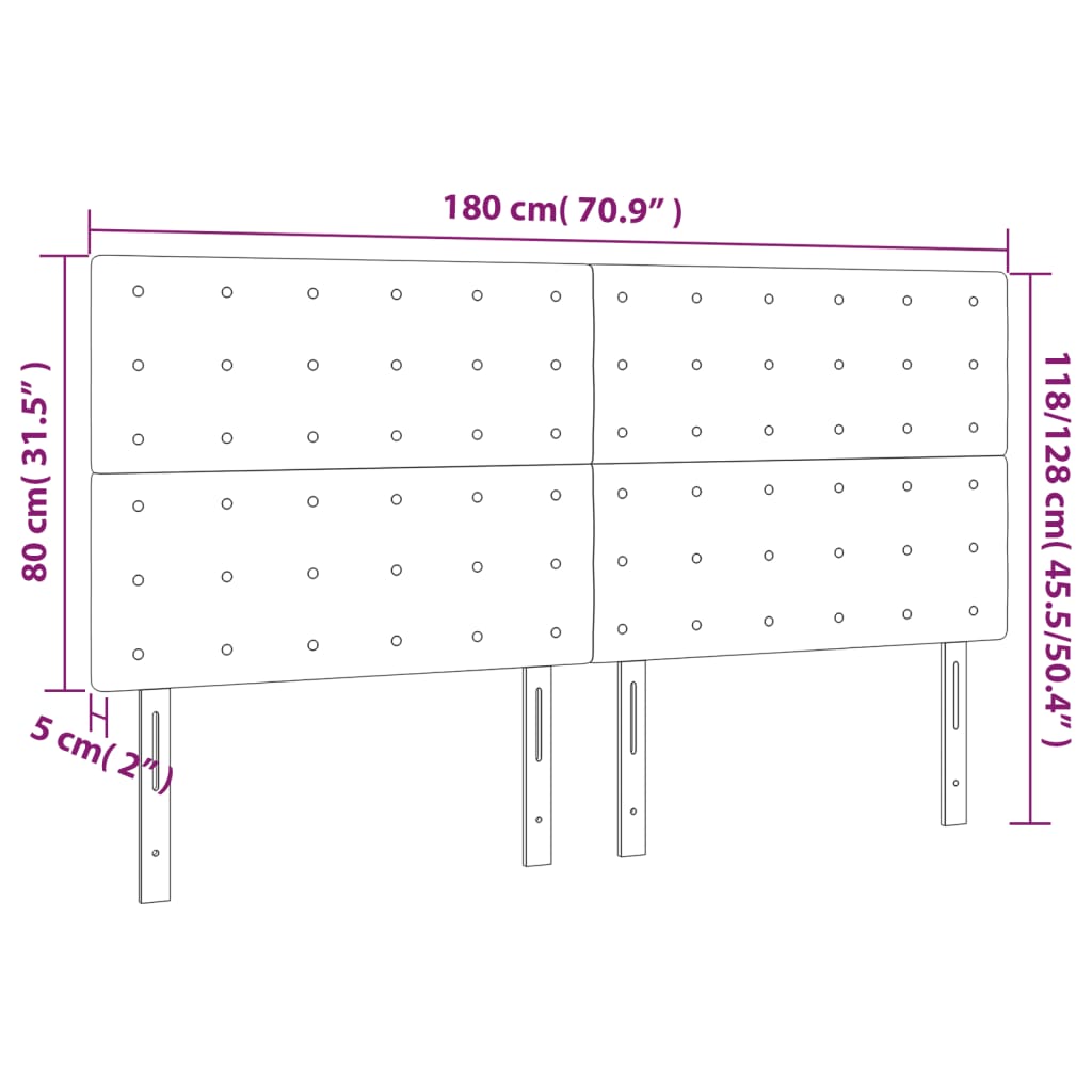 Vidaxl Bed Headboards, 4 Pcs, Light Gray, 90X5X78/88 Cm, Velvet
