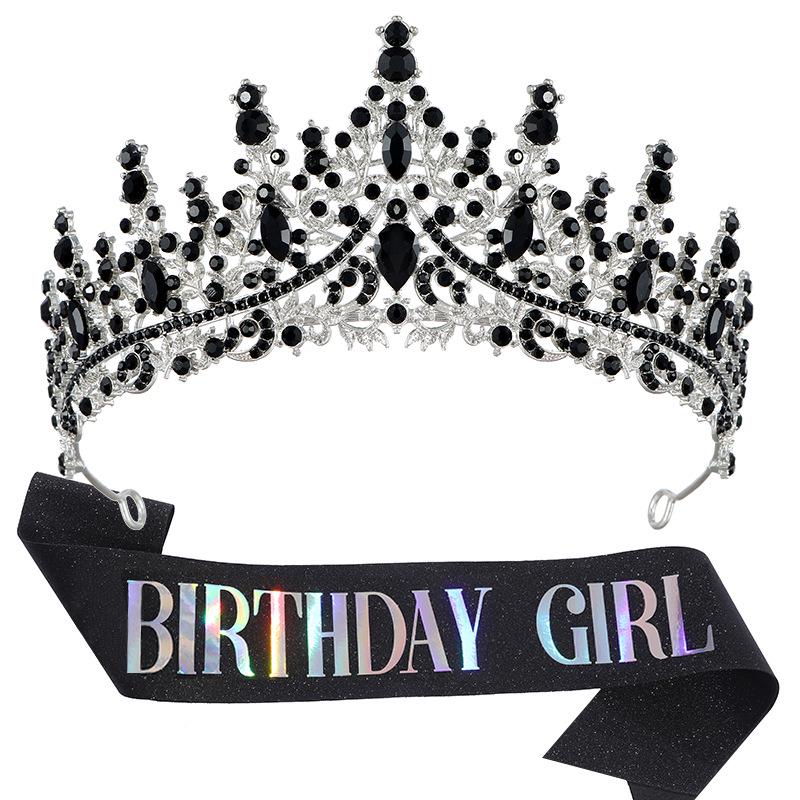 Luxury Crystal Crown & Sash Set for Birthday Girl