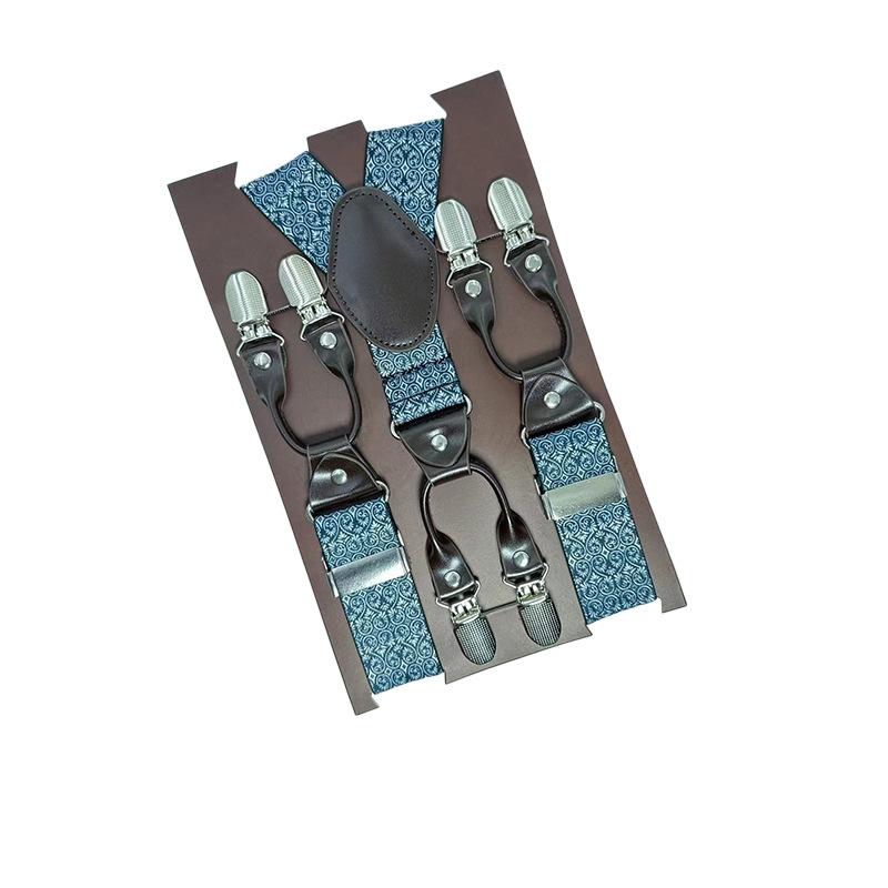 6 Clips Men'S Suspender Belt, Strap Thickened Elastic Belt, High-Quality Hardware Accessories