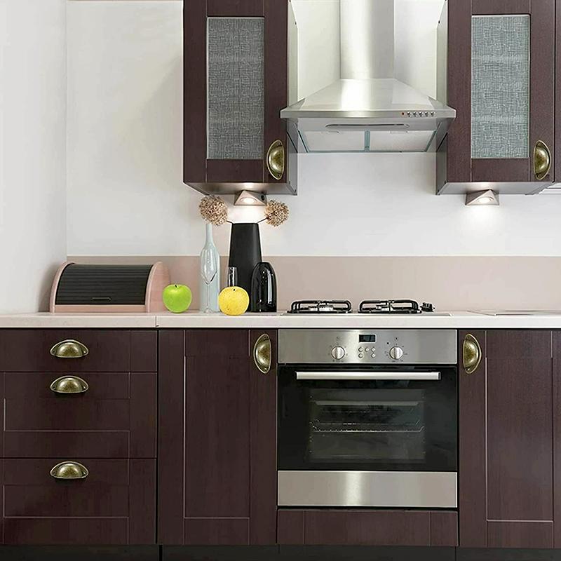 1/6pcs Cup Drawer Half Moon Furniture Hardware Retro Shell Pull Kitchen Drawer Wardrobe Door Antique Brass Iron Handles