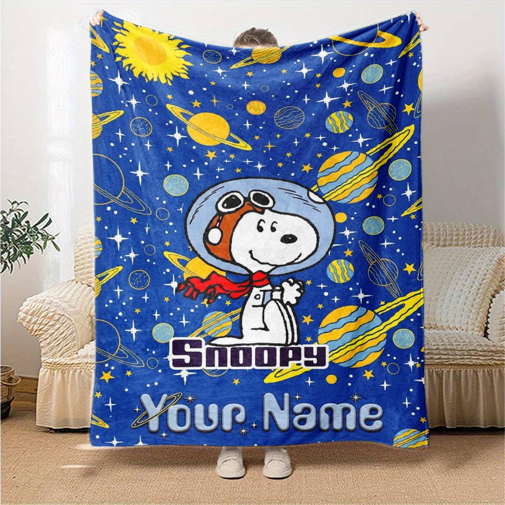 Name Custom Dog Snoopy Print Flannel Blanket High Quality Warm Comfortable Cover for All Seasons Perfect for Gifts Home Decor