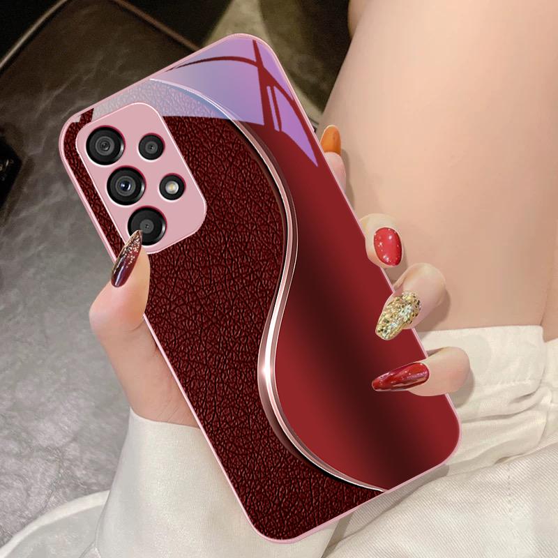 Tempered Glass Phone Case For Samsung Galaxy S10 4G S20 11E 30 S21 21Fe 22 Pro S23 Ultra 5G S8 S9 Skin Grain Purple