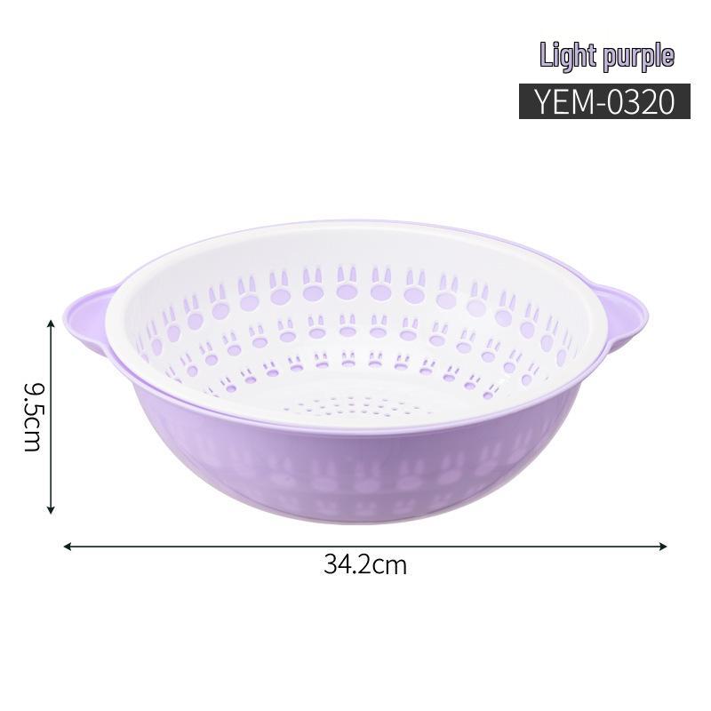 Double-Layer Round Drain Basket: Kitchen Plastic Rice & Vegetable Washing Basin