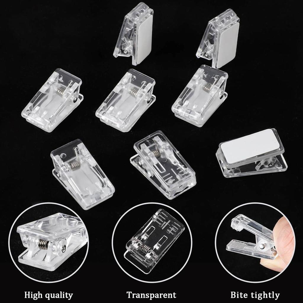 50 Pieces Self Adhesive Clips, Tapestry Sticky Spring Hangers Wall Clips for Hanging Poster Photo Office Decorations, Clear