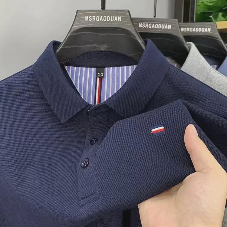 Men's 2024 Summer American Style Embroidered Golf Polo Shirt - Minimalist Short-Sleeved Collared T-Shirt