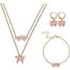 Butterfly gold plated jewelry set for women necklaces with matching earrings bracelet elegant jewelry for wedding party Valentines Day gift