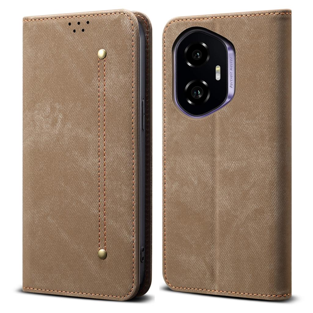 For Honor 300 Case Jeans Cloth Texture Anti-Scratch Leather Stand Phone Cover