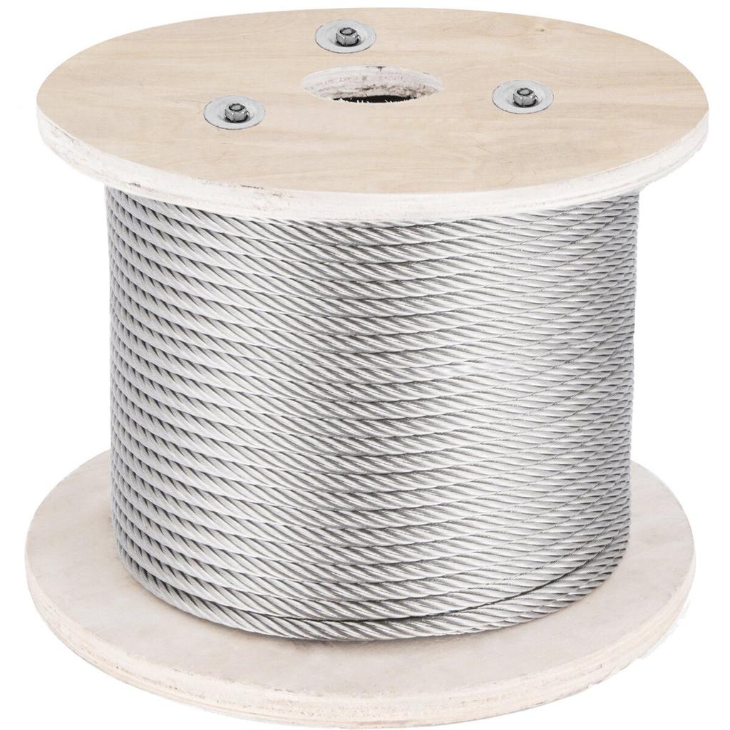 316 Stainless Steel Cable, 500FT Stainless Steel Wire Rope of 5/32 Inch Diameter and 1x19 Construction, 3300 LBS Breaking Strength Steel Cable for