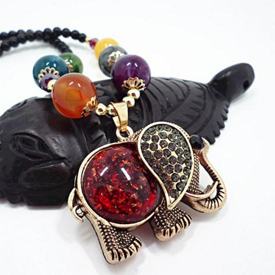 Ethnic Style Long Necklace: Retro Water Drop Pendant with Colored Shell for Fall/Winter