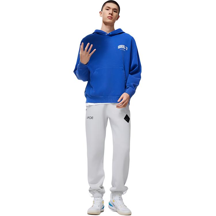 Li-Ning Wade Széria Betűnyomatos Kapucnis Polár Laza Pulóver Férfi Pulóver Álomkék AWDU015-3