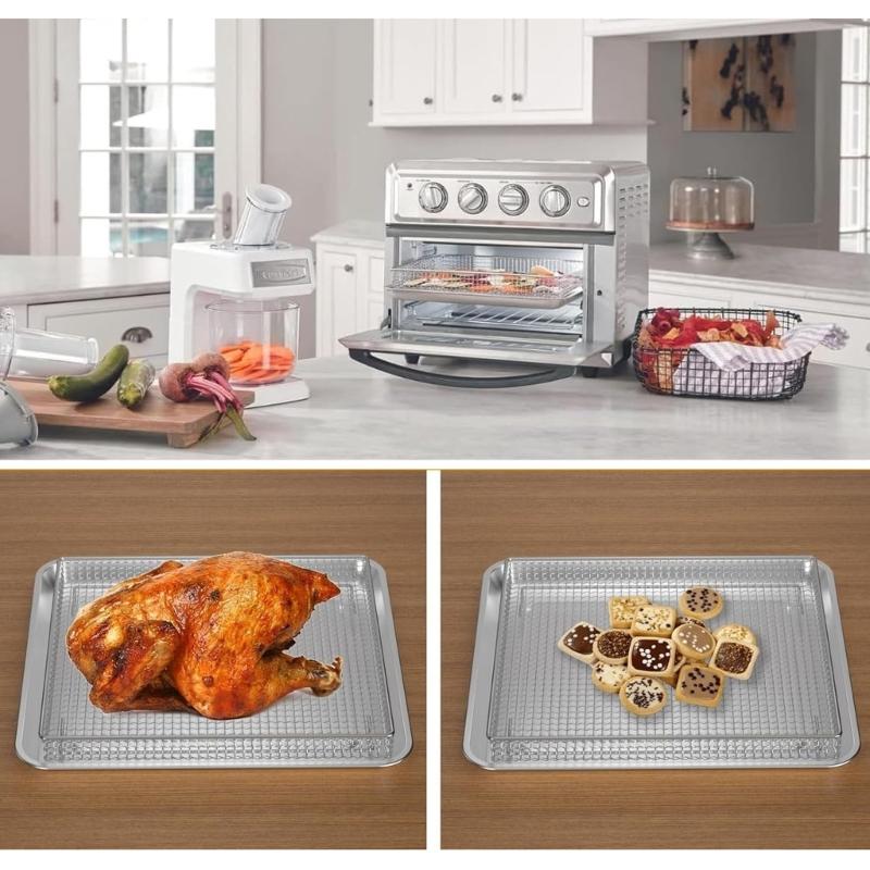 Baking Tray with Safe Handle and Air Fryers Basket Stainless Steel Texture for Secure Handling in Air Fryers Ovens Grills