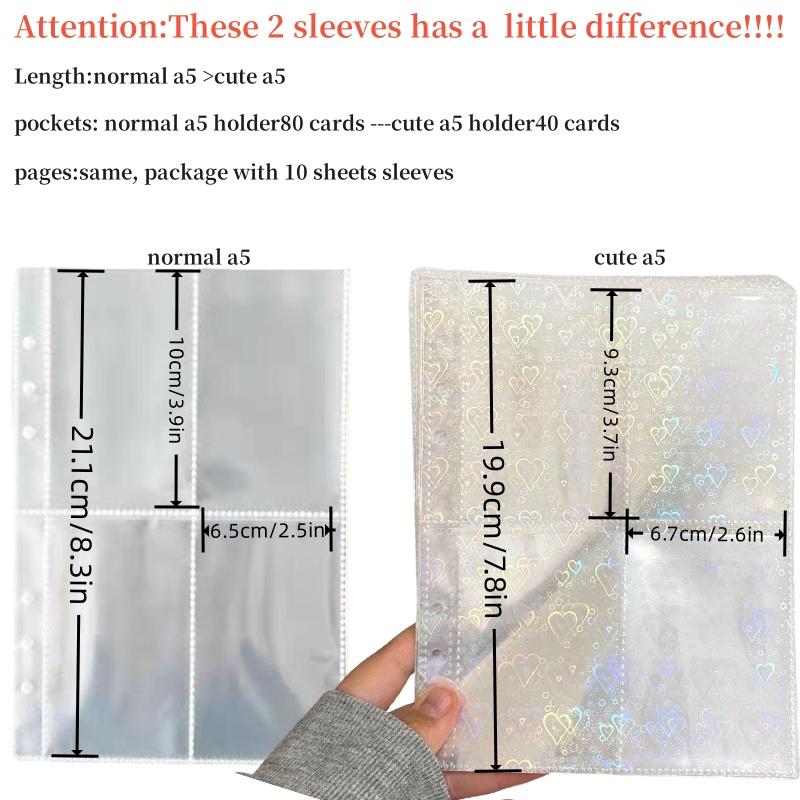 10Pcs/Pack A5 Binder Po Card Inner Pages Kpop Idol Card Po Album Refillable Sleeves Can Holder 40/80 Cards Collect Book Quality