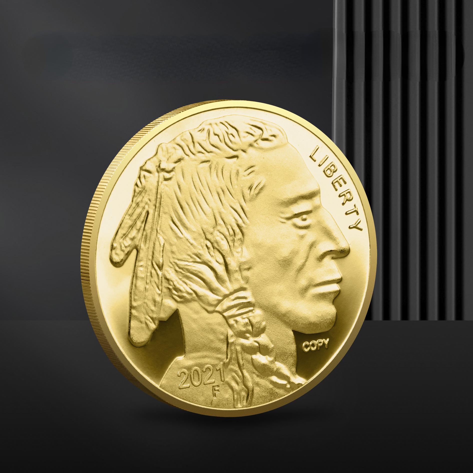 Золотая монета «Американский бизон»: Уникальная памятная медаль в честь Головы Старика Буйвола! золотой