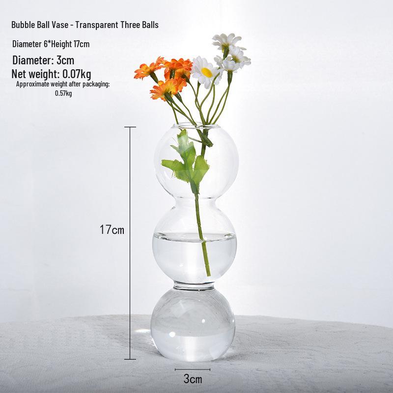 Modern Minimalist Bubble Glass Vase: Lightweight Spherical Ornament for Flower Arrangements and Hydroponics