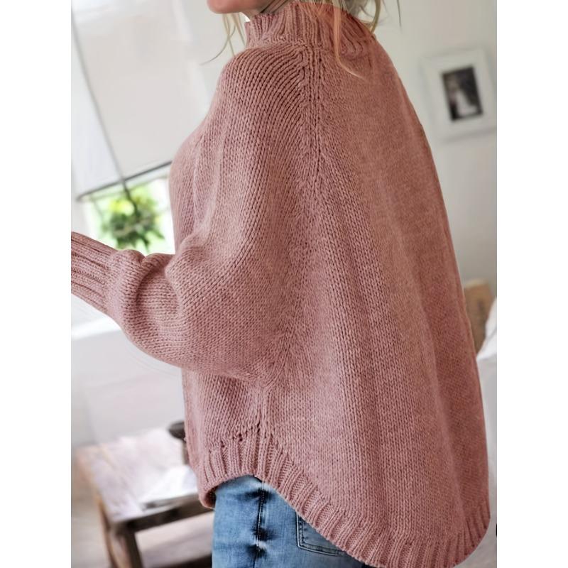 Women'S Vintage-Inspired Black Cable Sweater with High Neck, Loose Fit, Casual, Everyday Pullover, Vintage Sweater | Cable Pattern, Sweater Dress