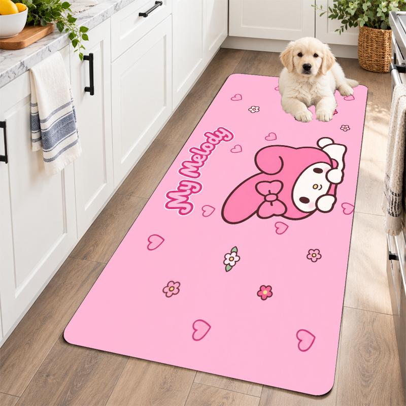 Flannel Kitchen Mat My Melody Soft Area Rug Non Slip Floor Carpet Home Decoration
