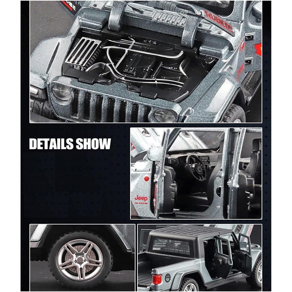 Schaal 1/32 Jeep Wrangler Gladiator pick-up truck, legering automodel gegoten metalen speelgoed terreinvoertuigen met geluid en licht collectie kindercadeau