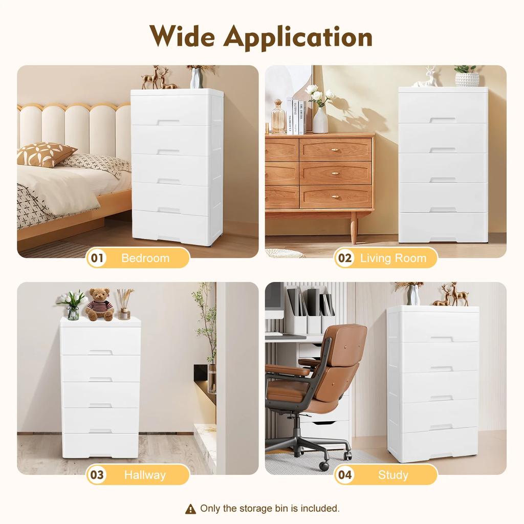 Bymaocar 5-layers White Plastic Drawers Dressing Table Stackable Vertical Storage Cabinet Bedroom Small Wardrobe Home Furniture