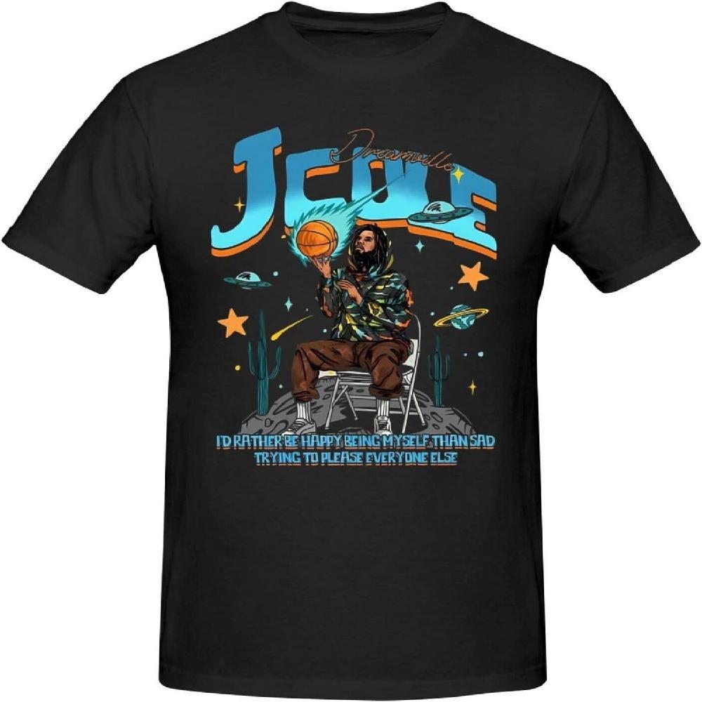 

J Muisc Cole T Shirt Mens Printed Graphic Casual Breathable Crewneck Short Sleeve Top Tees XXXXXL чорний