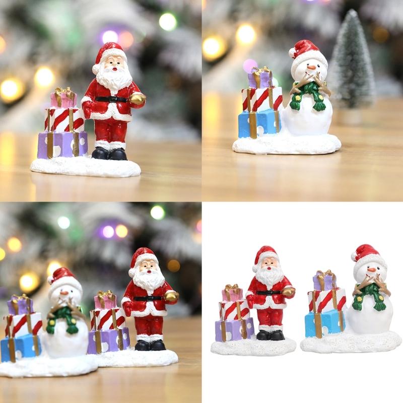 Colorful Snowman Figurine Resin Decoration for Holiday Decors Christmas Snowman Display for Mantles Window Sill