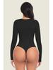 Seamless Long Sleeve Quick-Dry Knitted Yoga Bodysuit with Snap Closure