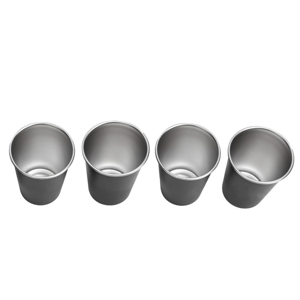 4PCS Black Drinking Cup Durable Beverage Cup Lightweight Stainless Steel Cup  Outdoor Camping