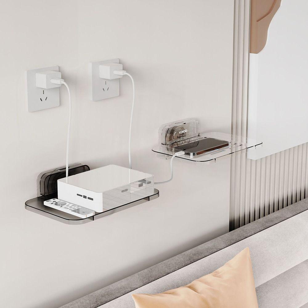 Suction Cup TV Set-top Box Rack Transparent Cable Power Bracket  Living Room Socket