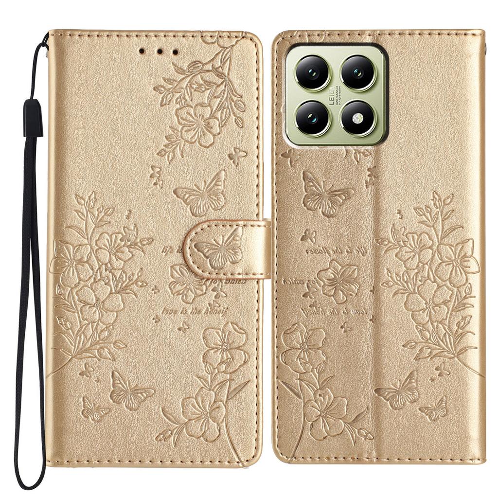 For Xiaomi 14T Wallet Phone Case Butterfly Floral Imprint Leather Flip Cover