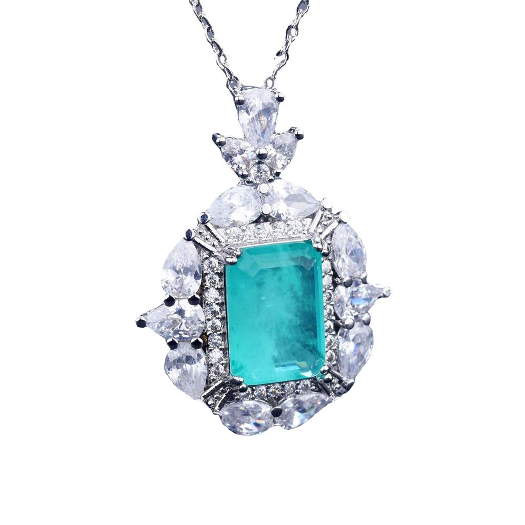 Imitation Natural Paraiba Jewelry Set, Ring Pendant, Temperament Jewelry, Atmospheric High-End Gifts, Containing Minerals
