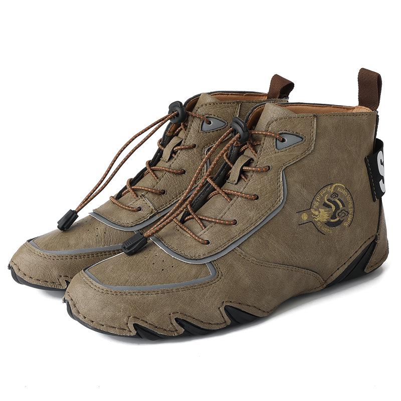 Plus Size Men's High-Top Casual Martin Boots - Warm Cotton Lined for Autumn and Winter