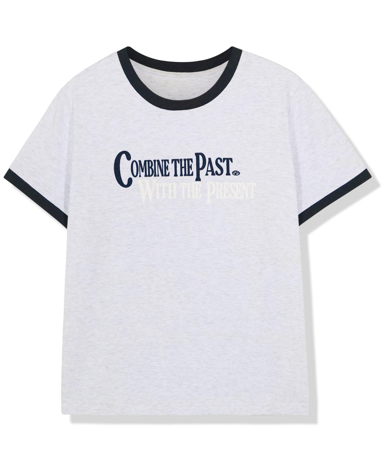 Goobin [Season Off] (W) Velvet Lettering Ringer Tee Gray/M