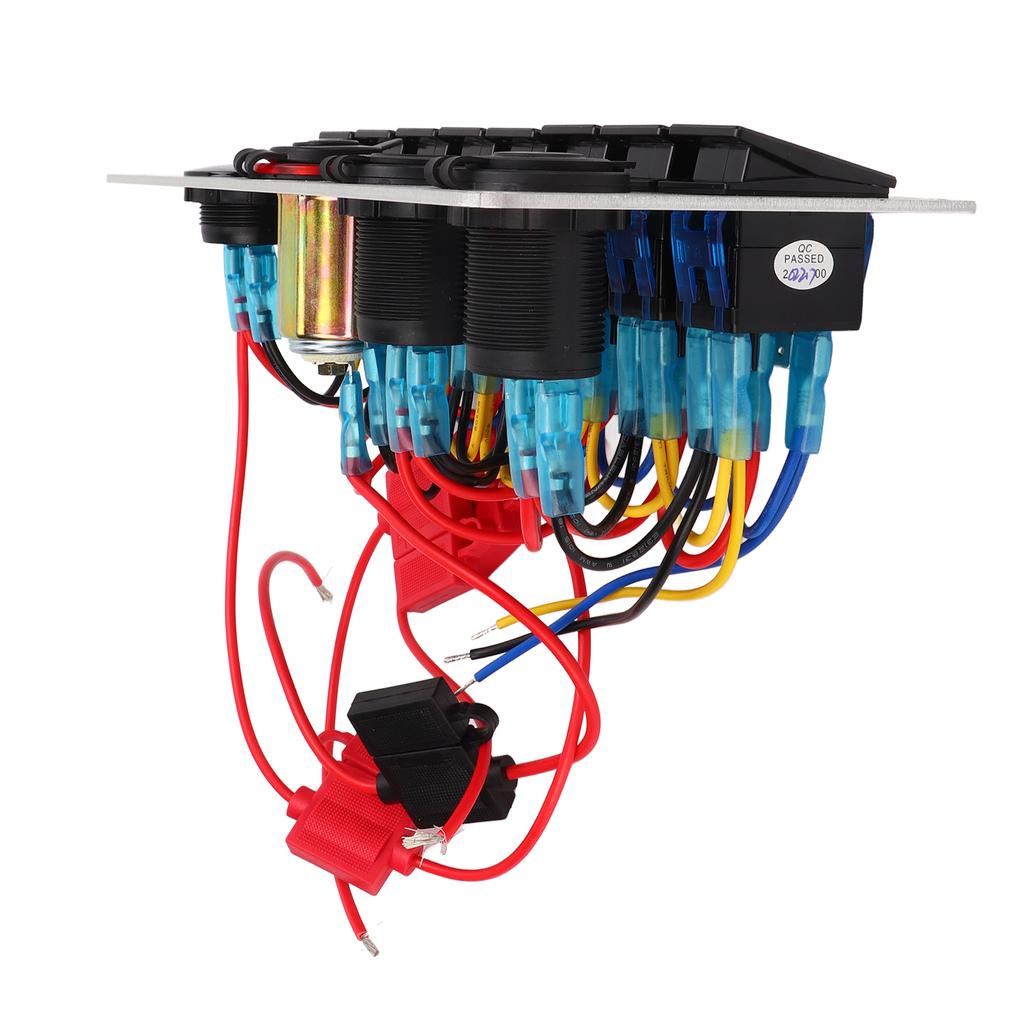 Rocker Switch Panel 8 Gang 12‑24V 5 Pin Blue Light Toggle On Off Lights Control Switch Panel