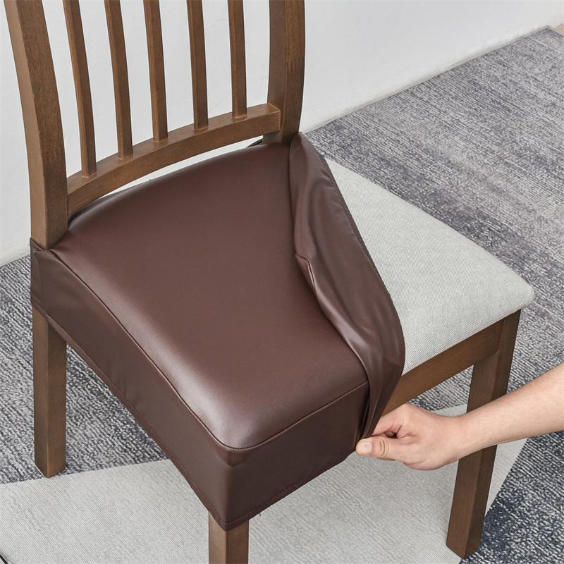 1./2Pcs Waterproof Pu Leather Chair Seat Cover Elastic Dining Chairs Covers High Quality Chair Case For Banquet El Wedding