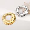 Vintage Stainless Steel Round Irregular Brooch for Women Exquisite Metal Circle Geometric Brooch Suit Accessories Zircon Gift