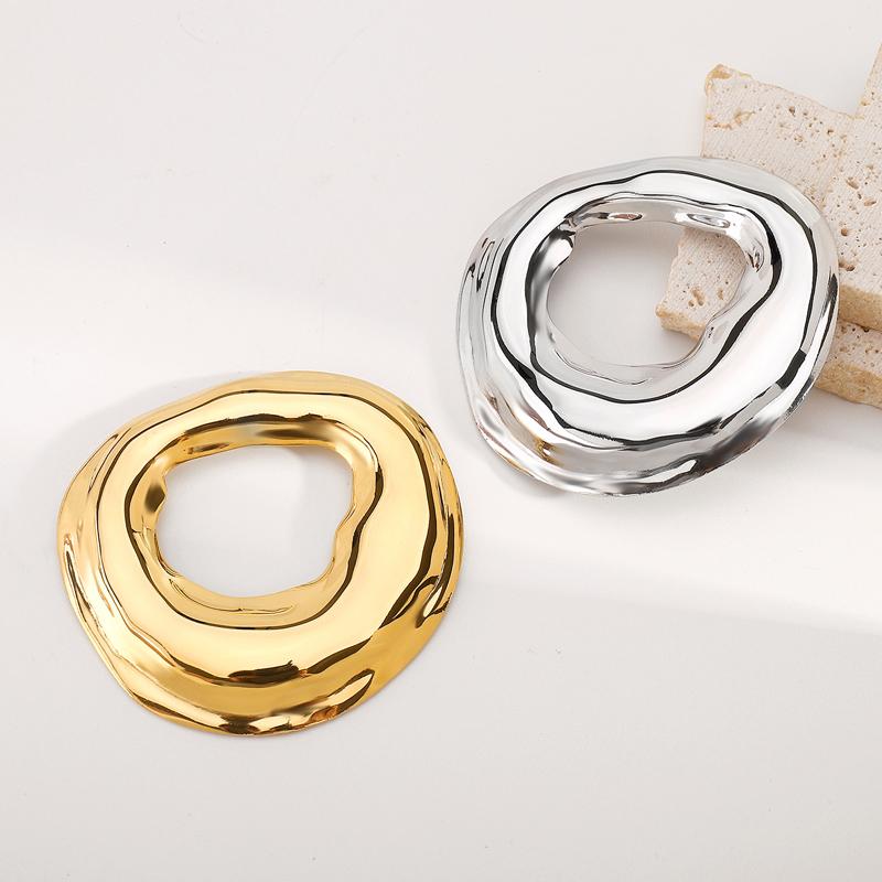 Vintage Stainless Steel Round Irregular Brooch for Women Exquisite Metal Circle Geometric Brooch Suit Accessories Zircon Gift