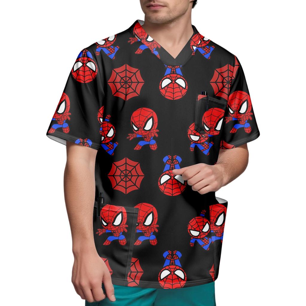 Kurzärmliges Carer-Oberteil für Herren mit V-Ausschnitt und Brusttasche