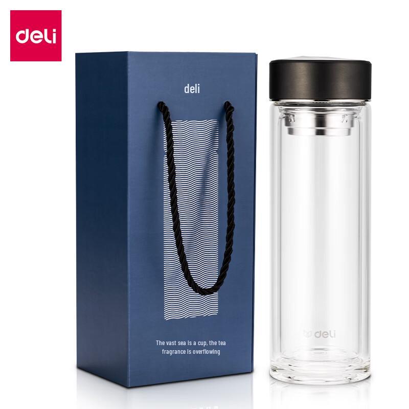Deli 410mL Double-Wall Glass Tea Infuser Mug