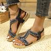 Módní Lesklé Křišťálové Římské Sandály Dámské Léto 2025 T-pásek Protiskluzové Sandalias Mujer Pohodlné Plochý Podpatek Protiskluzové Plážové Boty Sandály