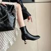 Fashion New Black Brown Irregular Wine Glass Short Boots European American Fashion 6cm High Heels Commuting Shopping Women's Boots 34-43