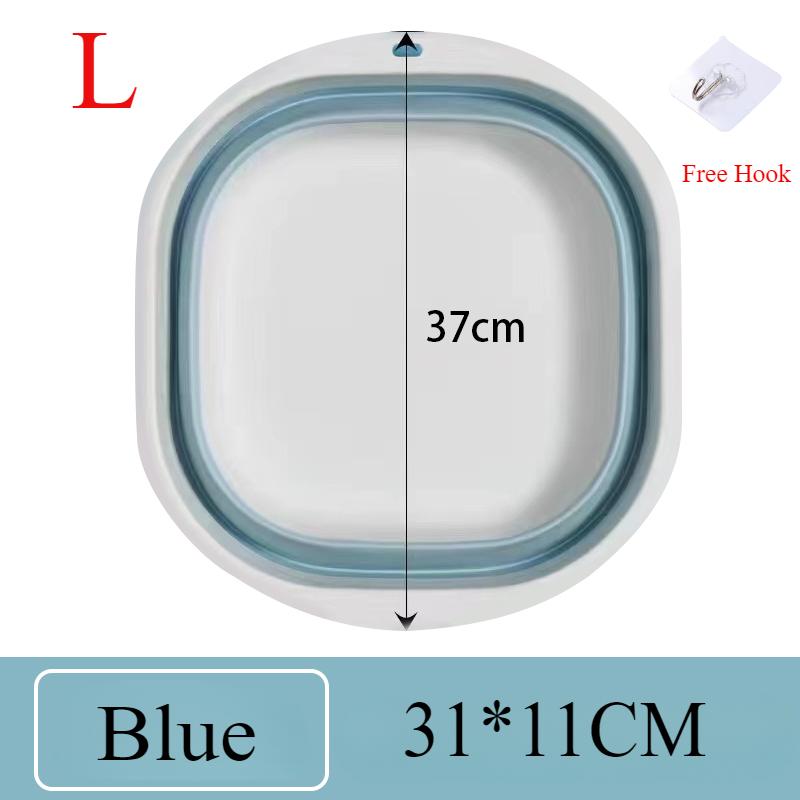 Silicone Foldable Wash Basin with Hook Travel Portable Basin Collapsible Bucket for Home Bathroom Washbowl Hanging Bath Basins