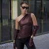 European and American slim fit and fashionable sexy temperament sloping shoulder sleeveless women's top